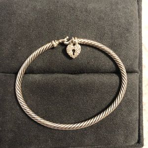 DY rope bracelet + diamond heart locket.